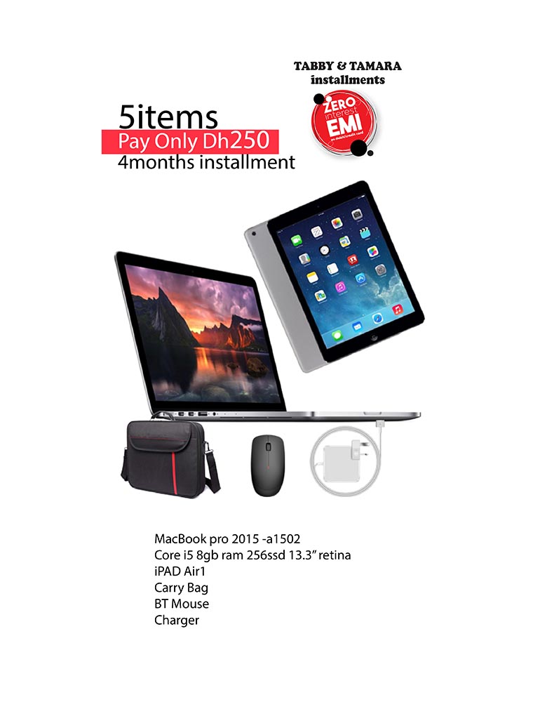 MacBook Pro 2015 16GB RAM 256GB SSD + iPad Air + Wireless mouse + Carry bag + Charger - Renewed